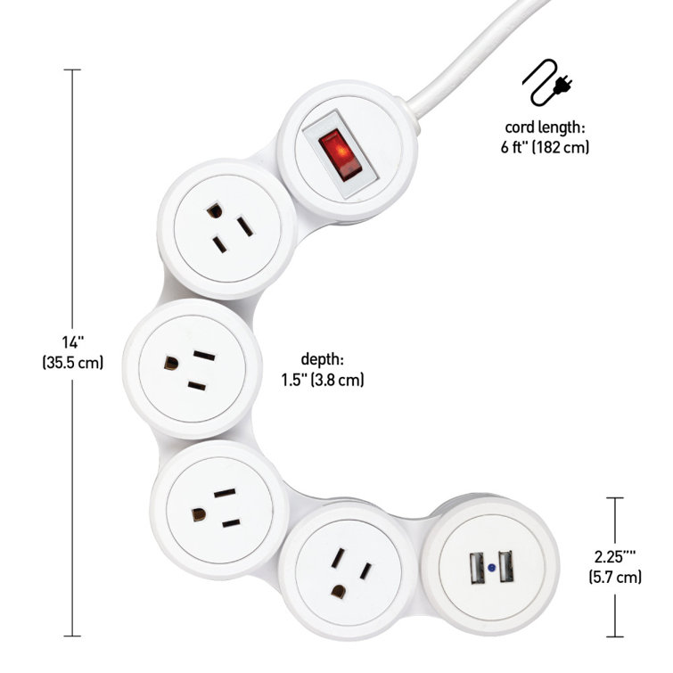 Globe Electric Company Flexigon Protector Power Strip Cord and Cable